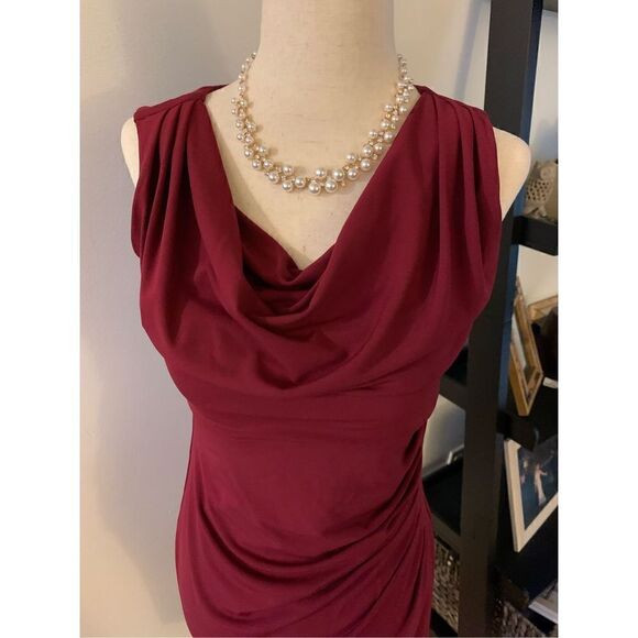 Red/Burgundy Ann Taylor dress mini size 4p stretchy - Picture 5 of 6